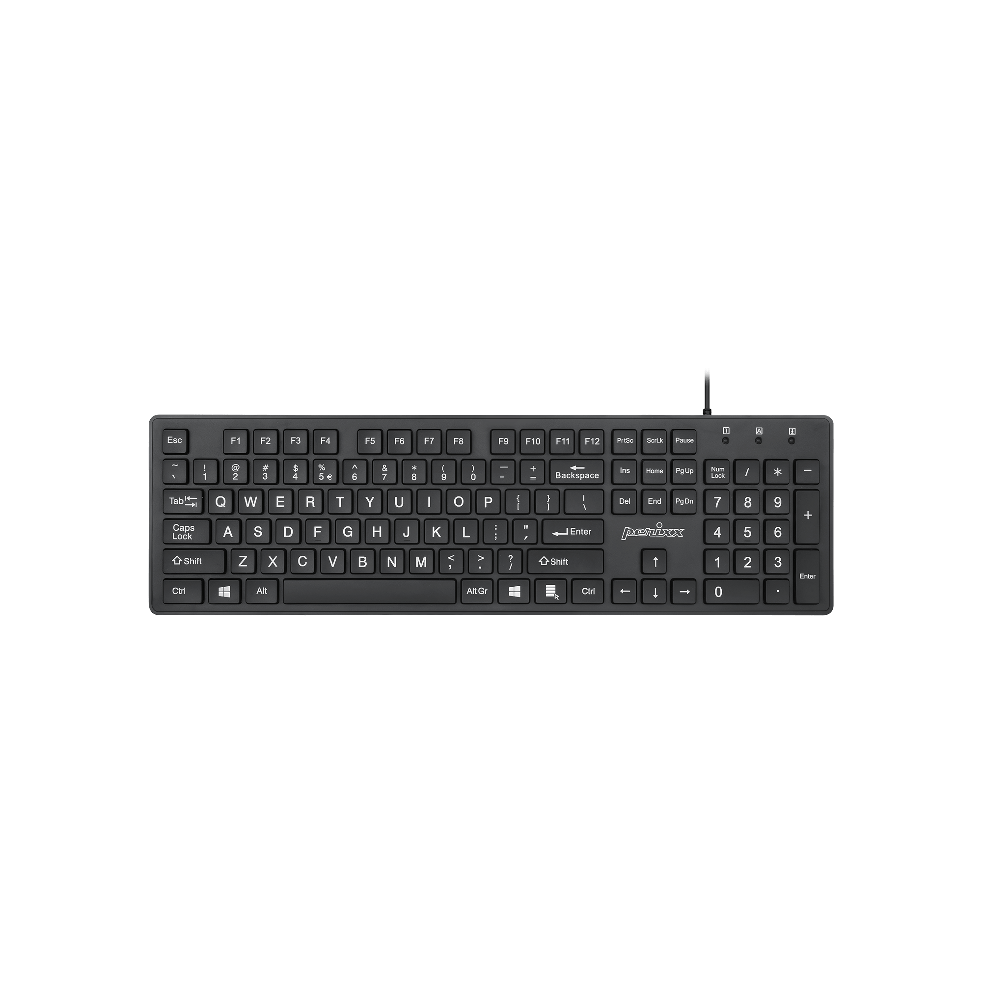 PERIBOARD-117 - Wired Standard Keyboard with Large Print Letters - Perixx Europe
