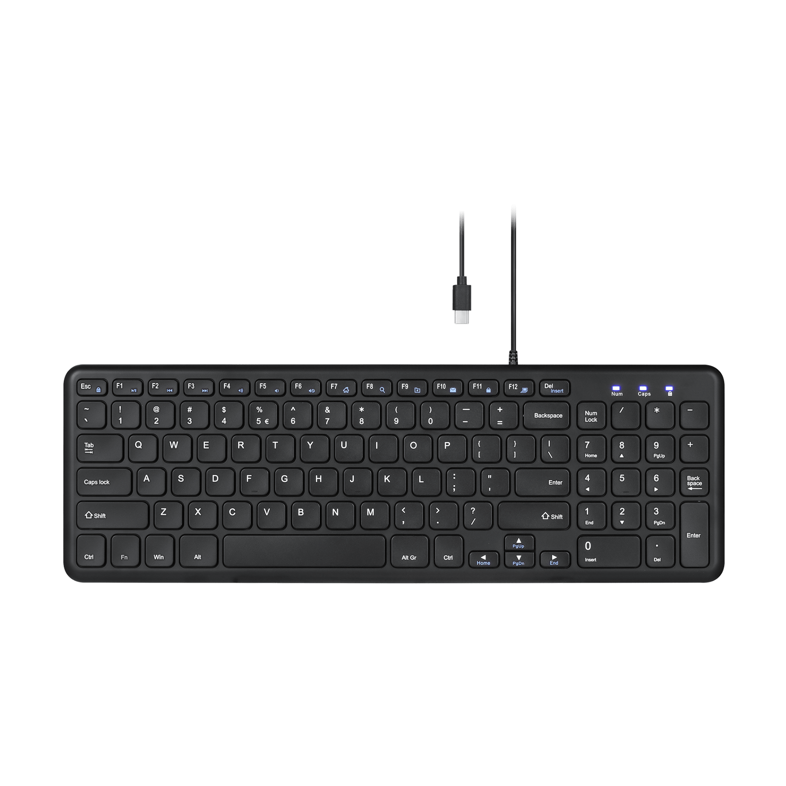 PERIBOARD-213 C - Wired USB Type C - Compact 90% Keyboard - Quiet Scissor Keys - Perixx Europe