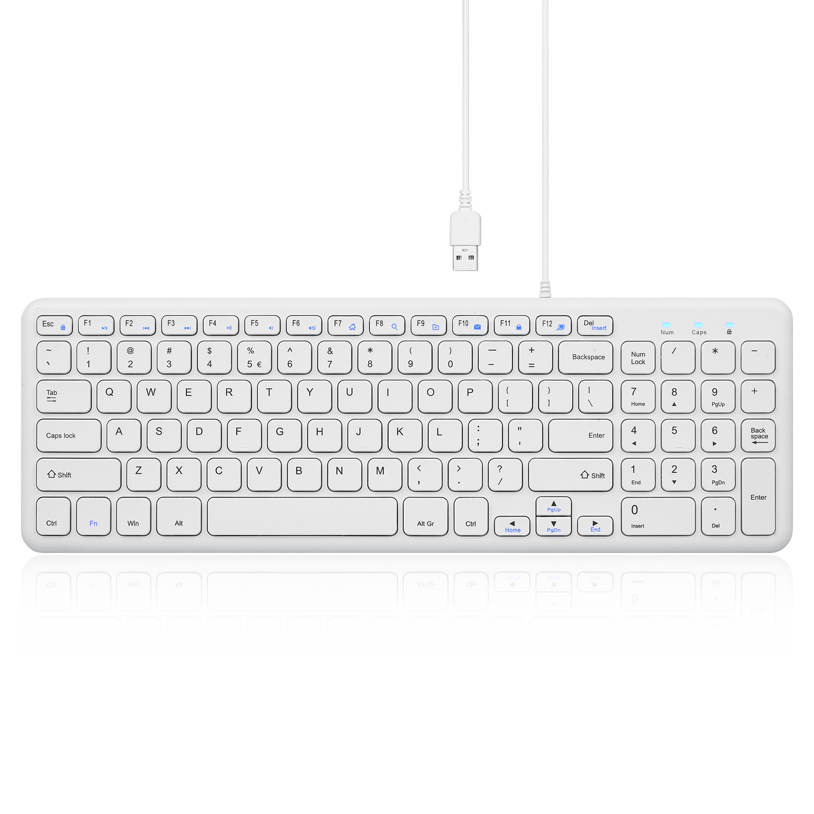 PERIBOARD-213 W - Wired White Compact 90% Keyboard Scissor Keys - Perixx Europe