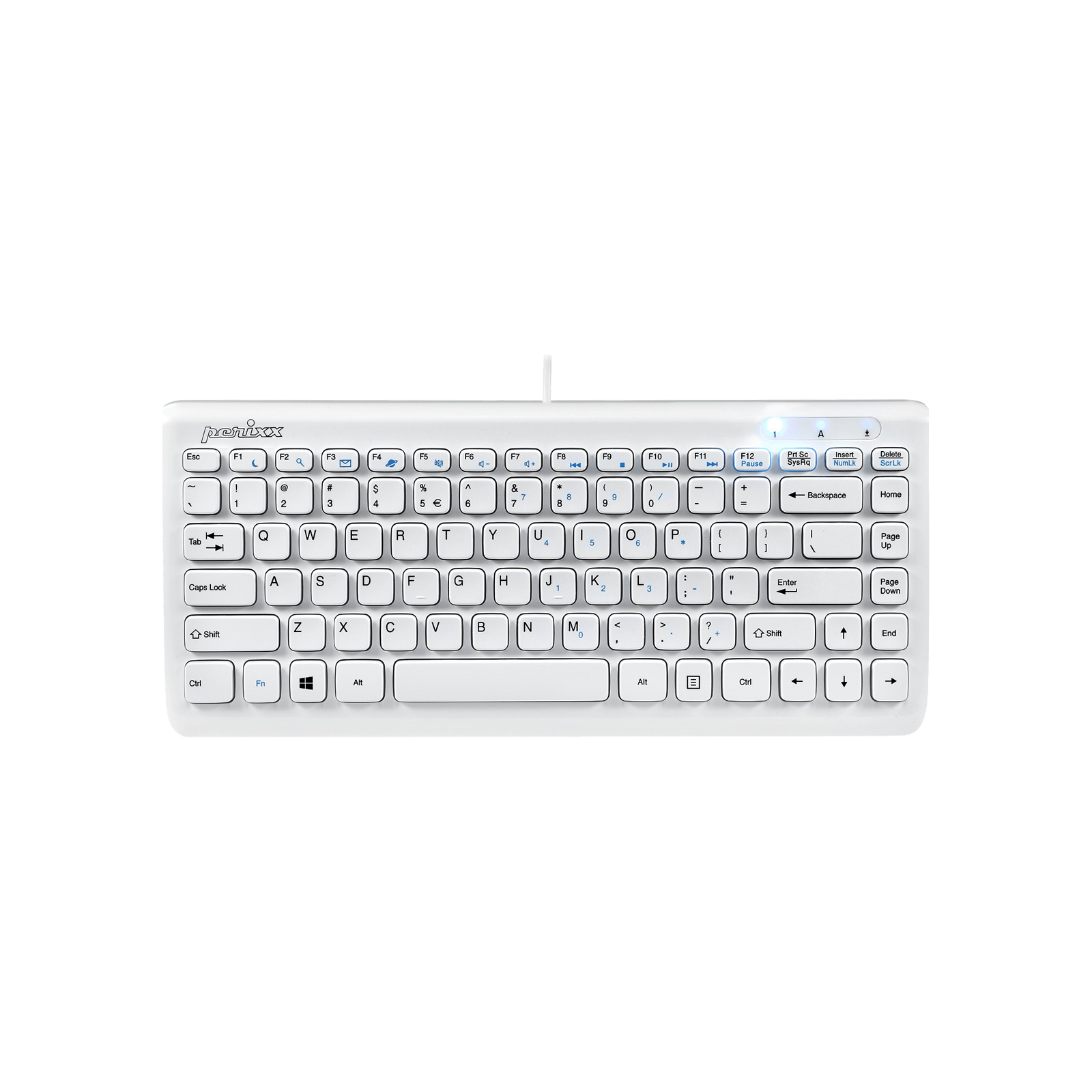 PERIBOARD-407 W - Wired White Mini Keyboard - Perixx Europe