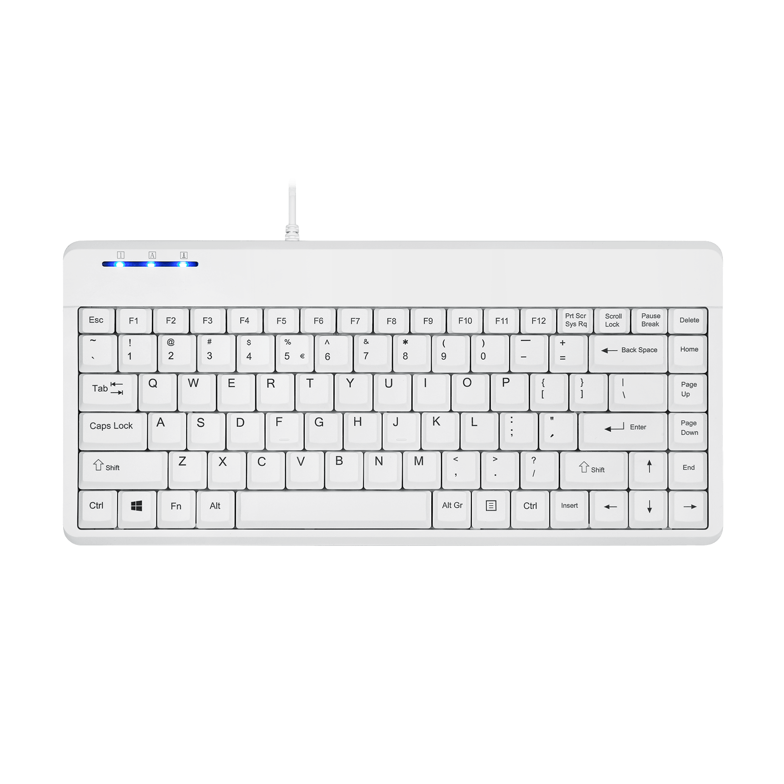 PERIBOARD-409 U W - Wired White Mini Keyboard, Quiet Keys - Perixx Europe