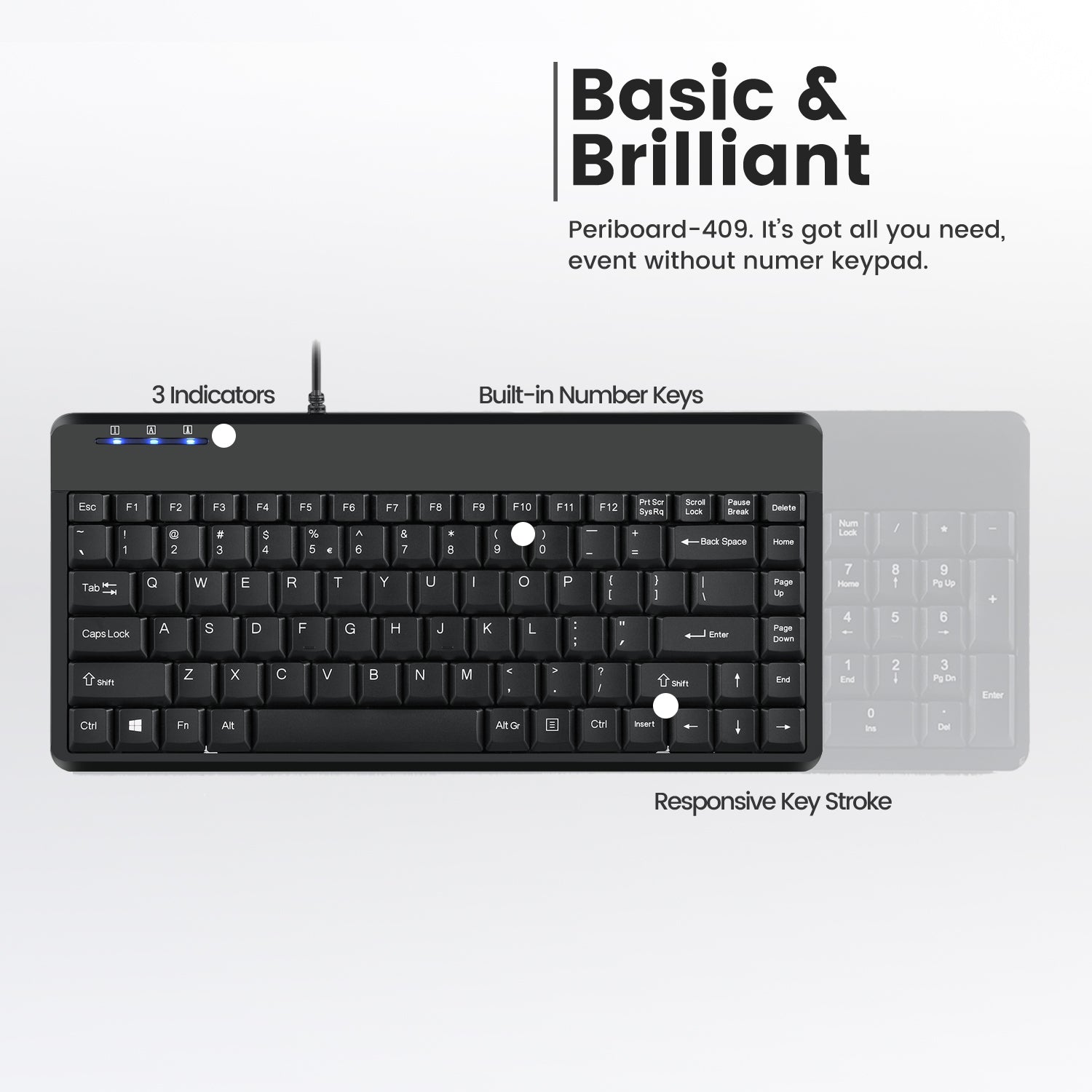 PERIBOARD-409 U - Wired Mini Keyboard 75% - Perixx Europe