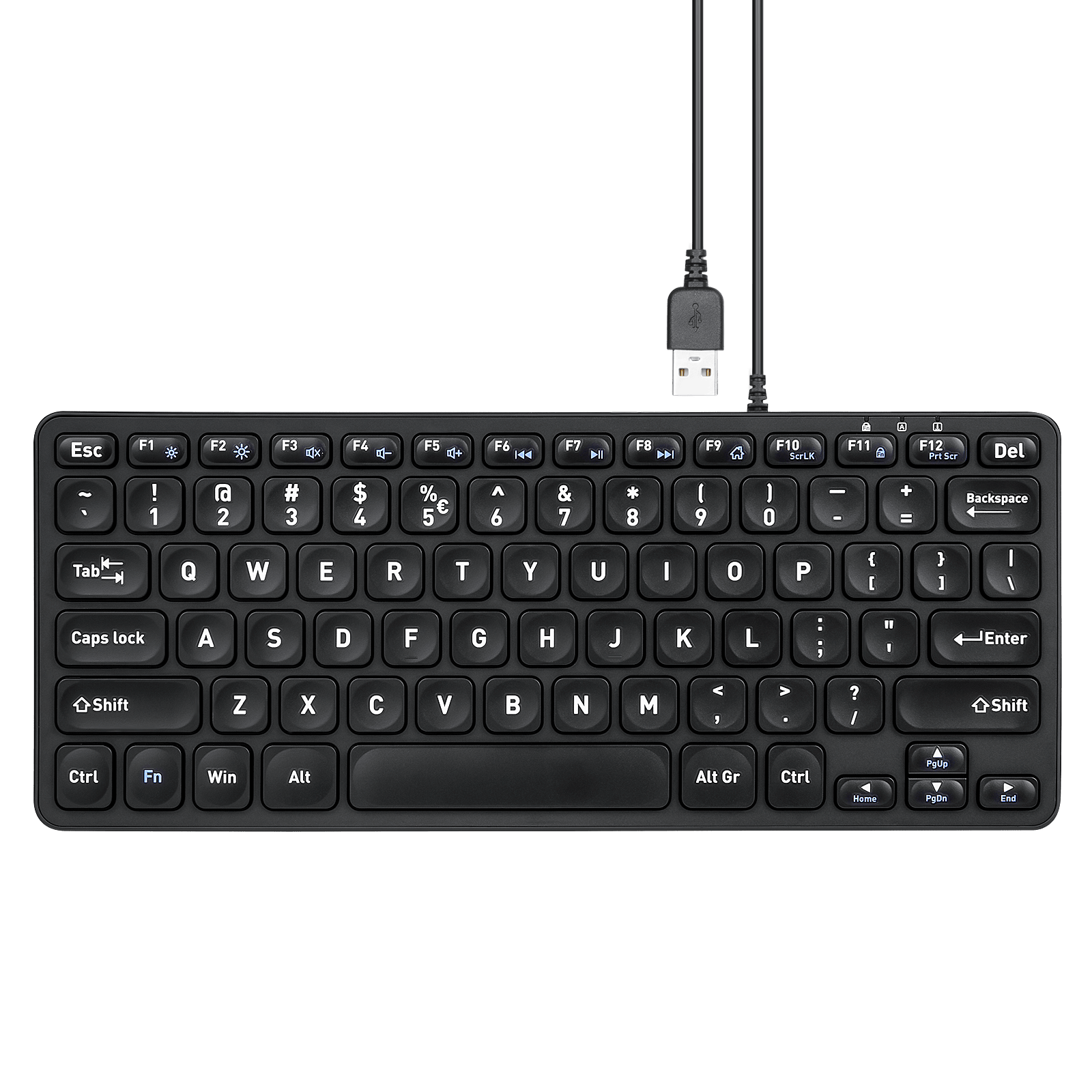 PERIBOARD-432 - Wired Mini Scissor Keyboard 70% with Large Print Letters - Perixx Europe