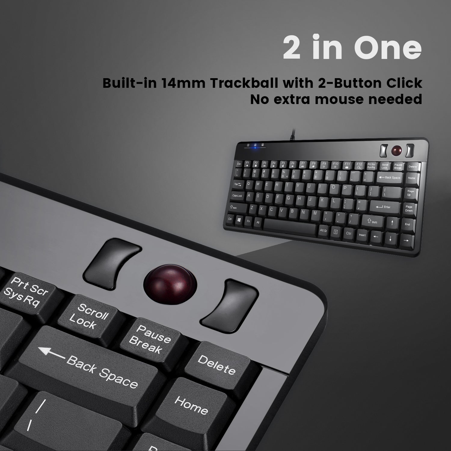 PERIBOARD-505 H PLUS - Wired Mini Trackball Keyboard 75% - Perixx Europe