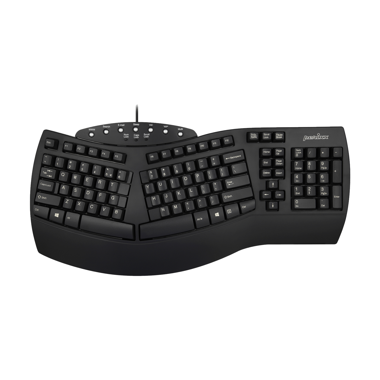 PERIBOARD-512 B - Wired Ergonomic Keyboard 100% - Perixx Europe