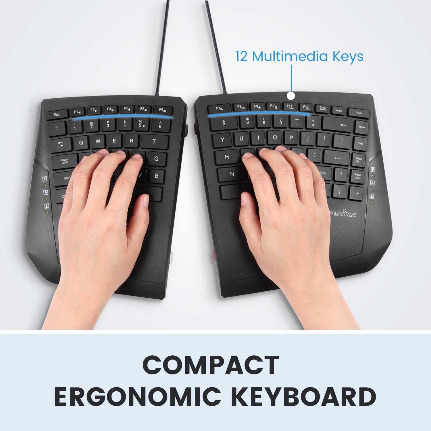 PERIBOARD-524 B - Wired Ergonomic Split Keyboard - Adjustable Tilt Angle - Perixx Europe