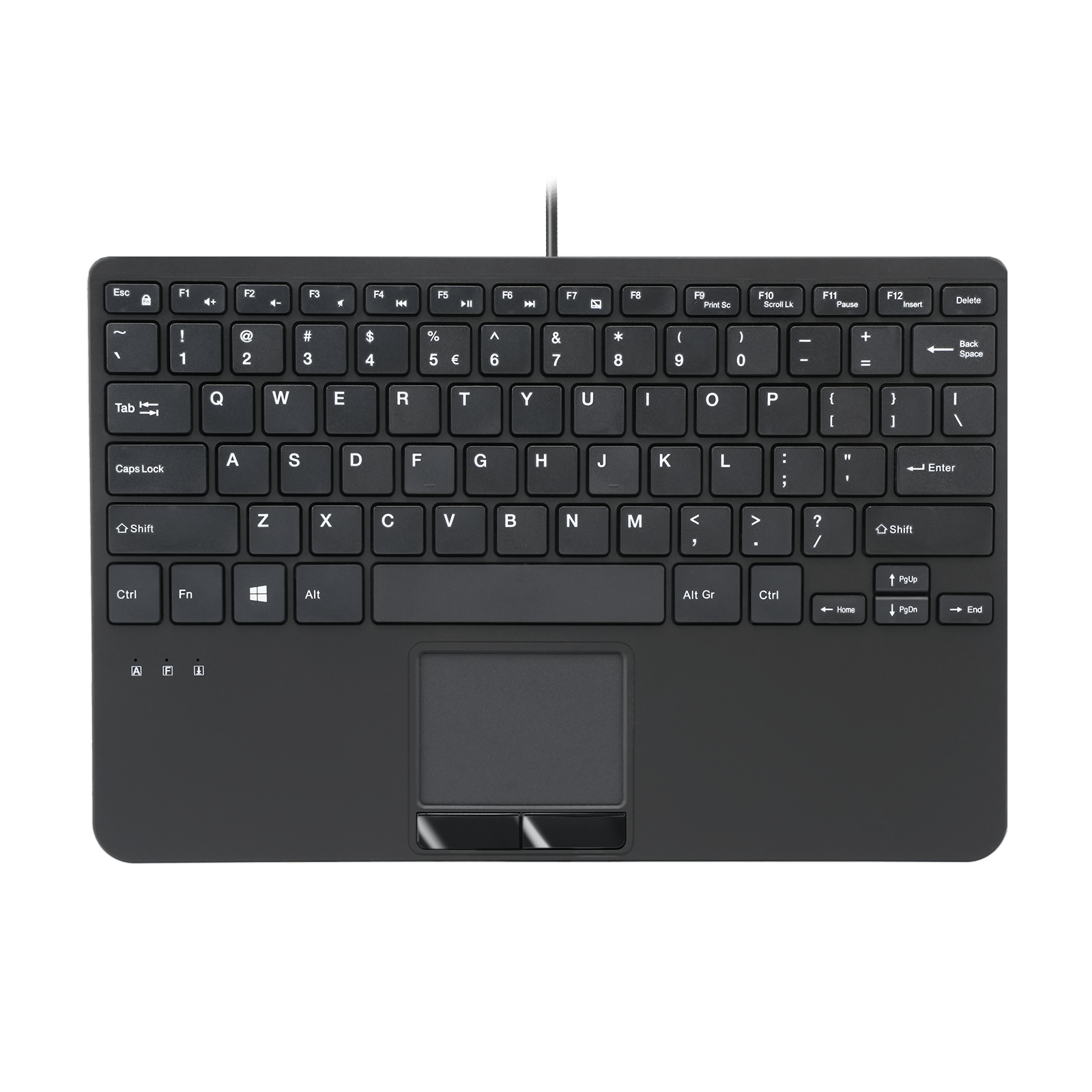 PERIBOARD-525 - Wired Mini USB Keyboard with Touchpad - Scissor Keys - Build-in 2 USB Ports - Perixx Europe