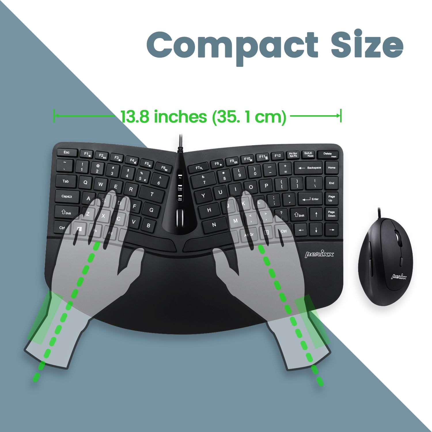 PERIDUO-406 - Wired Ergonomic Combo (75% Keyboard and Vertical Mouse) - Perixx Europe