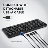Perixx PERIBOARD-416 Wired Mini USB Keyboard with 4 Hubs - X Type Scissor Keys - Big Print Keys - Detachable USB-C/A Cable