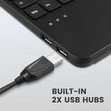 PERIBOARD-526, Wired Mini USB Keyboard with Trackball - Scissor Keys - Build-in 2 USB Hubs