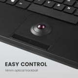 PERIBOARD-526, Wired Mini USB Keyboard with Trackball - Scissor Keys - Build-in 2 USB Hubs