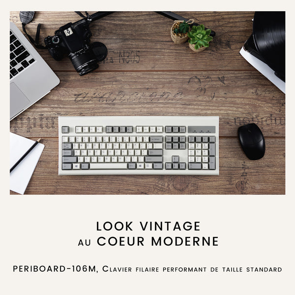 clavier IMB vintage blanc gris blanc cassé pavé tactile cable mangement system rétro perixx