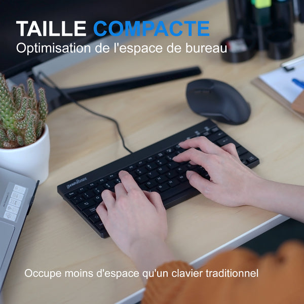 Clavier perixx compact noir AZERTY mini USB