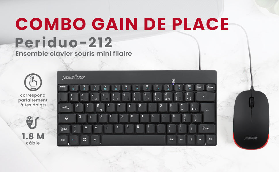 mini clavier et souris filaire noir perixx azerty