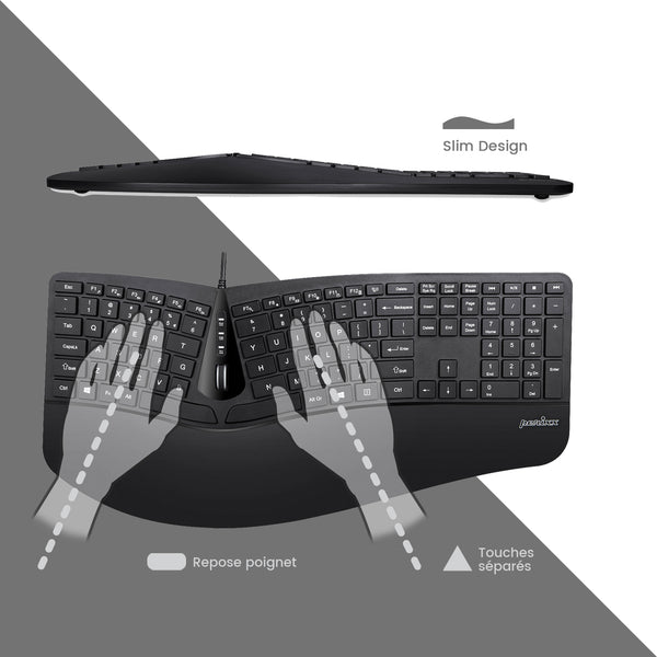 Design Ergonomique 3D avec jeux de touches séparés et touches à faible course