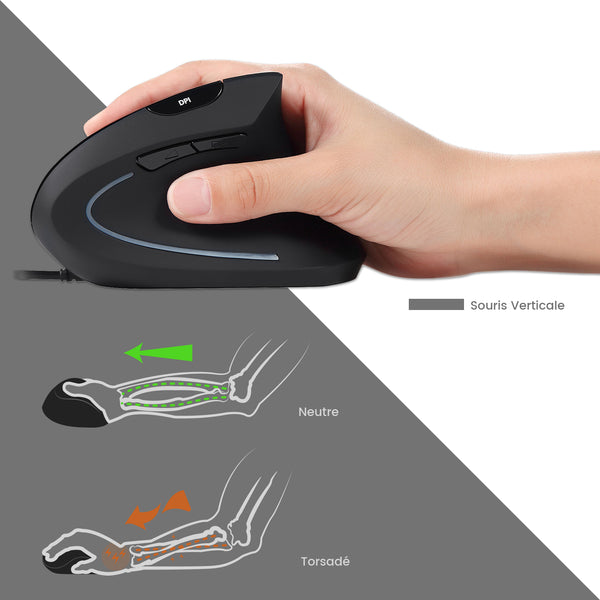 Souris Verticale avec capteur optique de haute résolution
