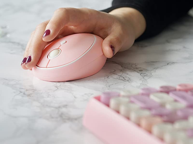 Souris optique ronde rose