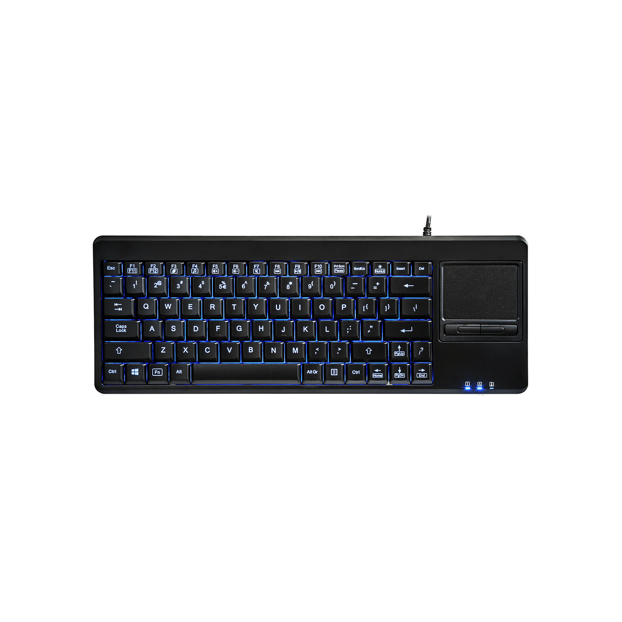 PERIBOARD-315 - Wired Backlit Touchpad Compact Keyboard 75% Extra USB Ports - Perixx Europe