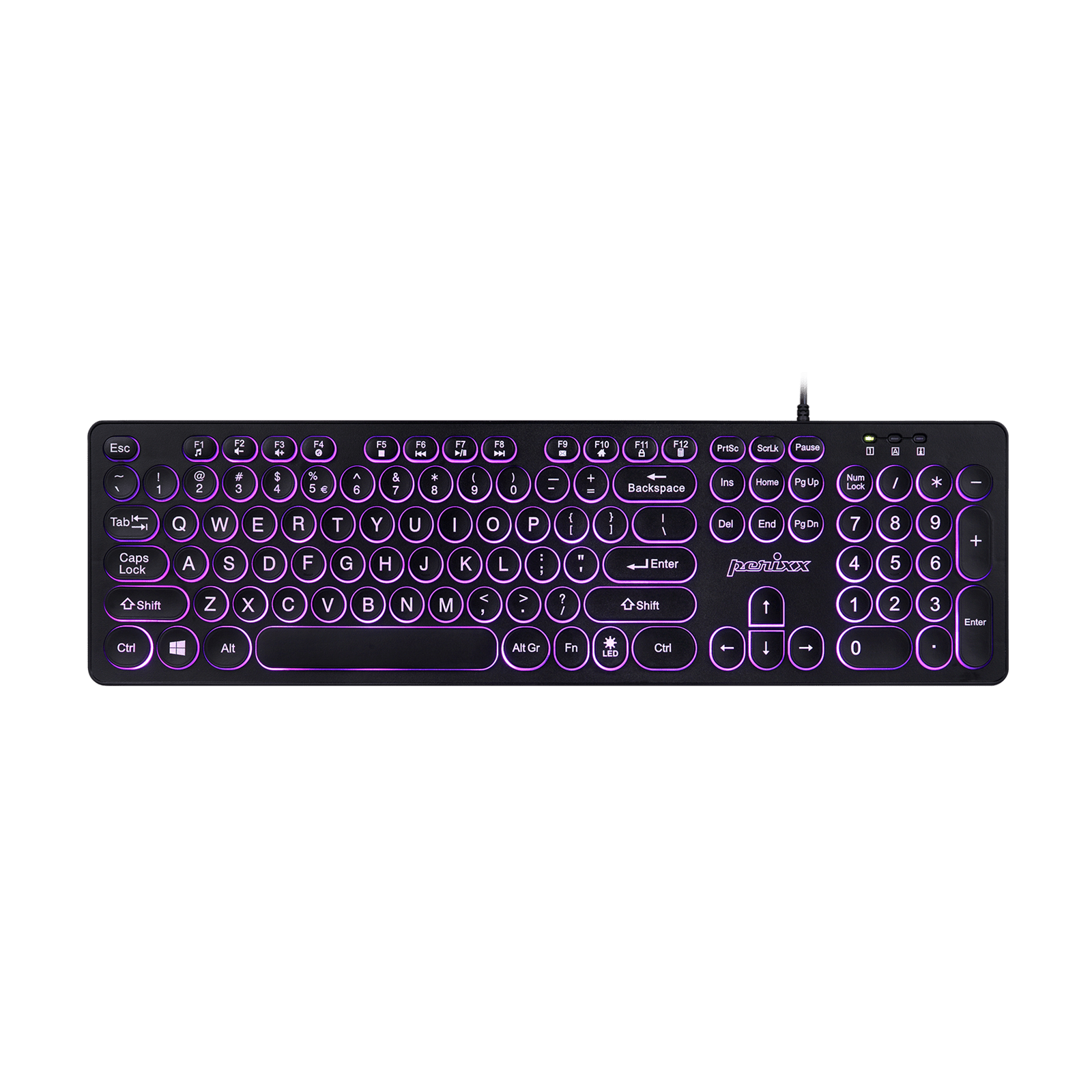 Kayboard Rounded Keys PERIBOARD-317R Wired Backlit Standard Keyboard with Rounded Keys ...