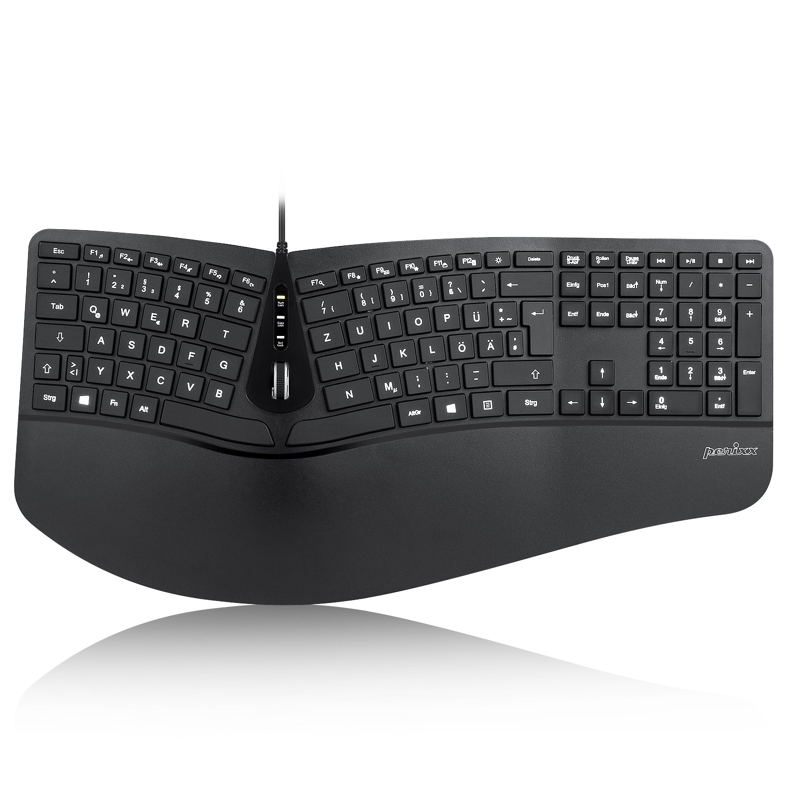 PERIBOARD-330 - Wired Backlit Ergonomic Keyboard with Adjustable Palm Rest - Perixx Europe