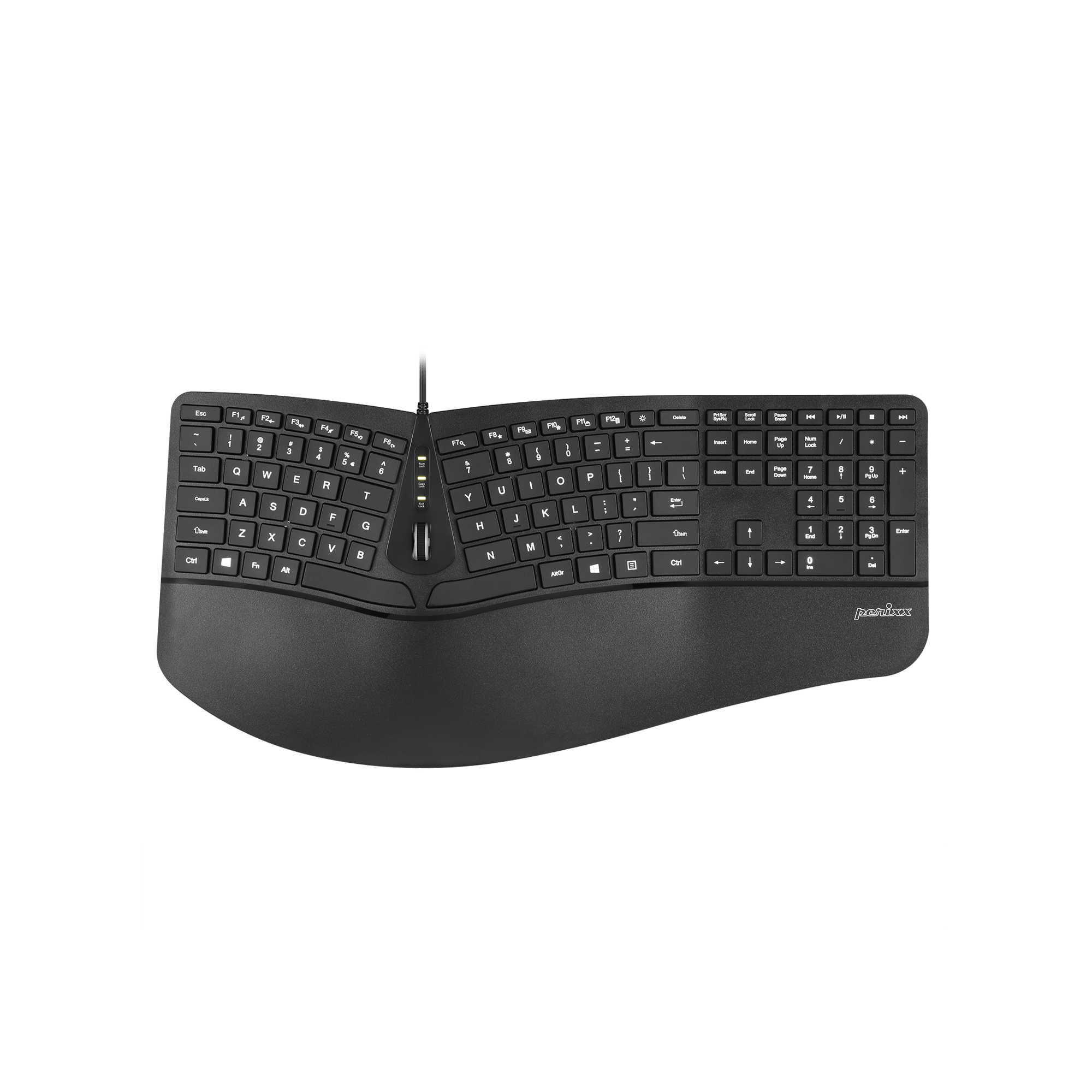 PERIBOARD-330 - Wired Backlit Ergonomic Keyboard with Adjustable Palm Rest - Perixx Europe
