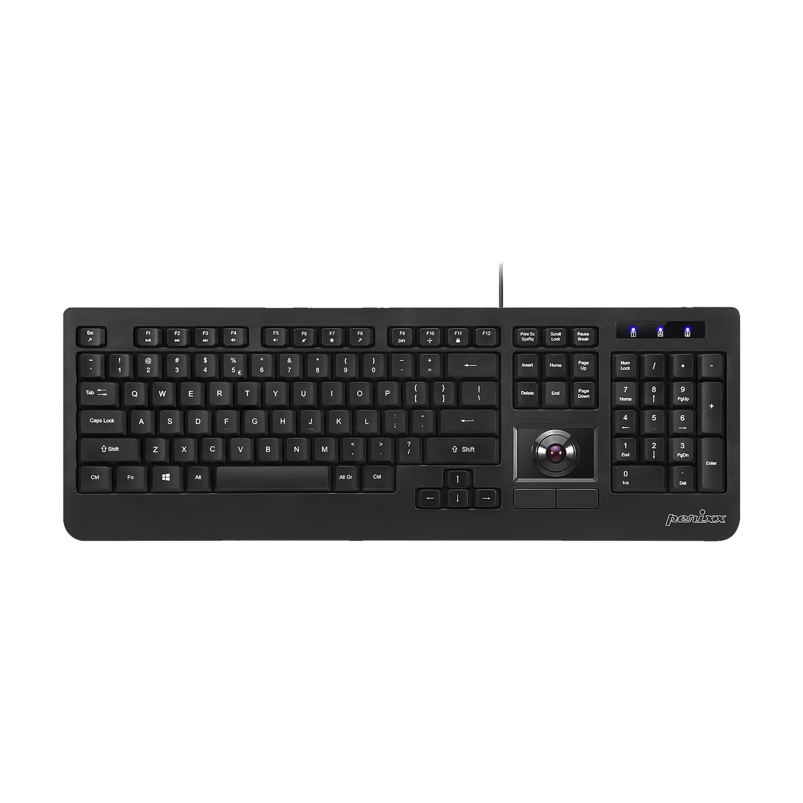PERIBOARD-521 - Wired Trackball Keyboard 100% - Perixx Europe