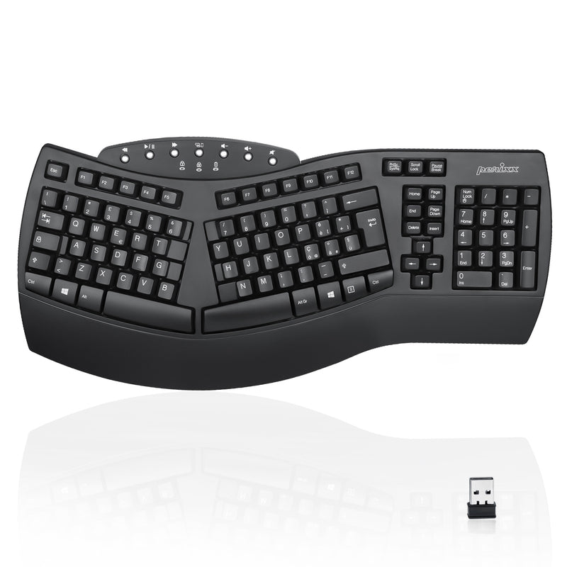 PERIBOARD-612 B - Wireless White Ergonomic Keyboard plus Bluetooth Connection