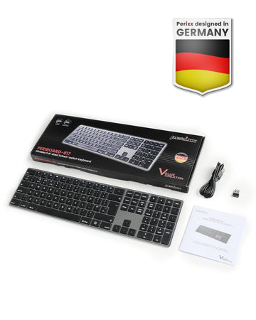 Perixx PERIBOARD-817 DE Wireless full-size aluminium dual-mode keyboard Perixx PERIBOARD-817 DE Wireless full-size aluminium dual-mode keyboard