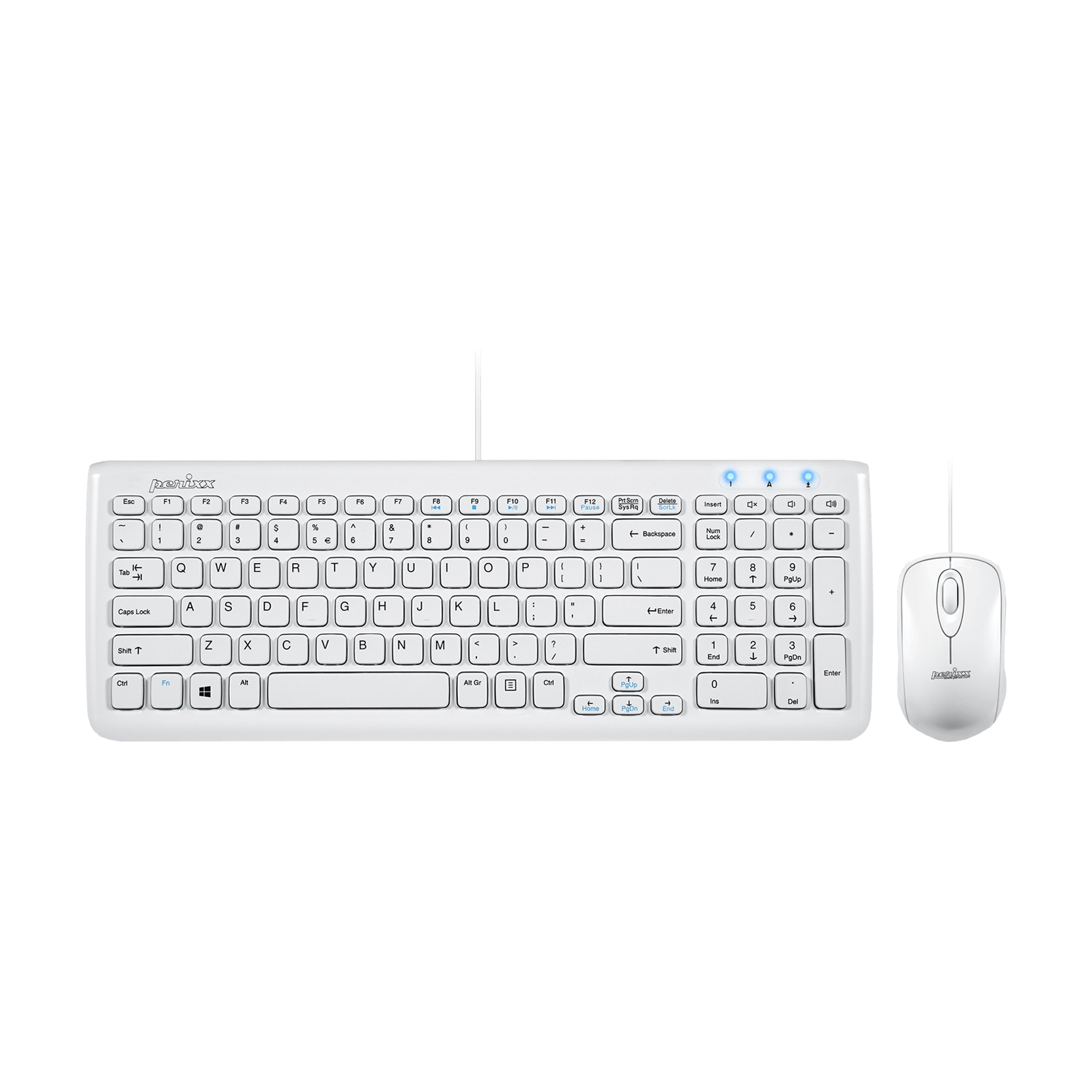PERIDUO-303 W - Wired White Compact Combo (90% Keyboard and Mouse) - Perixx Europe