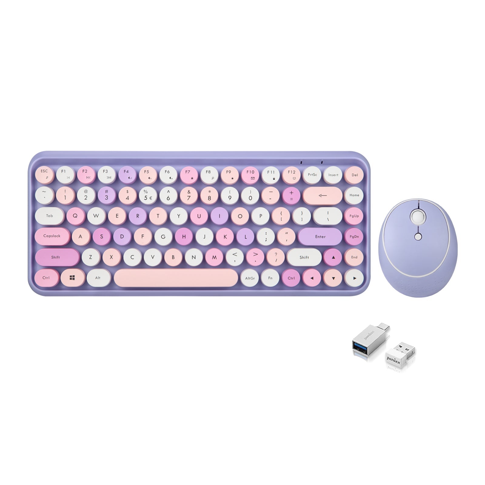 Periduo-802Pk Bluetooth Mini Clavier Et Souris Combo - Rétro Round Key Periduo-802Pk Bluetooth Mini Clavier Et Souris Combo - Rétro Round Key