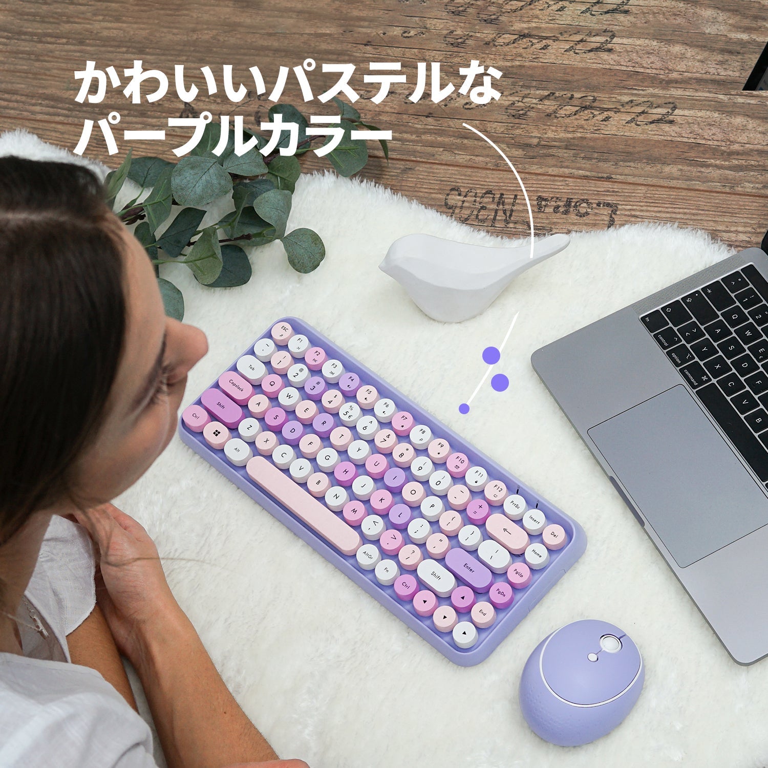 Perixx PERIDUO-713PP ES - Set di mouse e mini tastiera wireless 2,4 GHz, tasti rotondi stile retrò, per PC e tablet, viola pastello, spagnolo QWERTY Perixx PERIDUO-713PP ES - Set di mouse e mini tastiera wireless 2,4 GHz, tasti rotondi stile retrò, per PC e tablet, viola pastello, spagnolo QWERTY