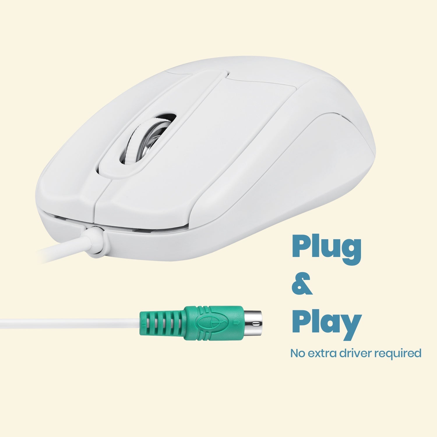 PERIMICE-209 W P - Wired White PS/2 Mouse - Perixx Europe