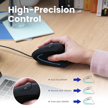 Perixx PERIMICE-713, Wireless Mouse Ergonomico Verticale - 4
