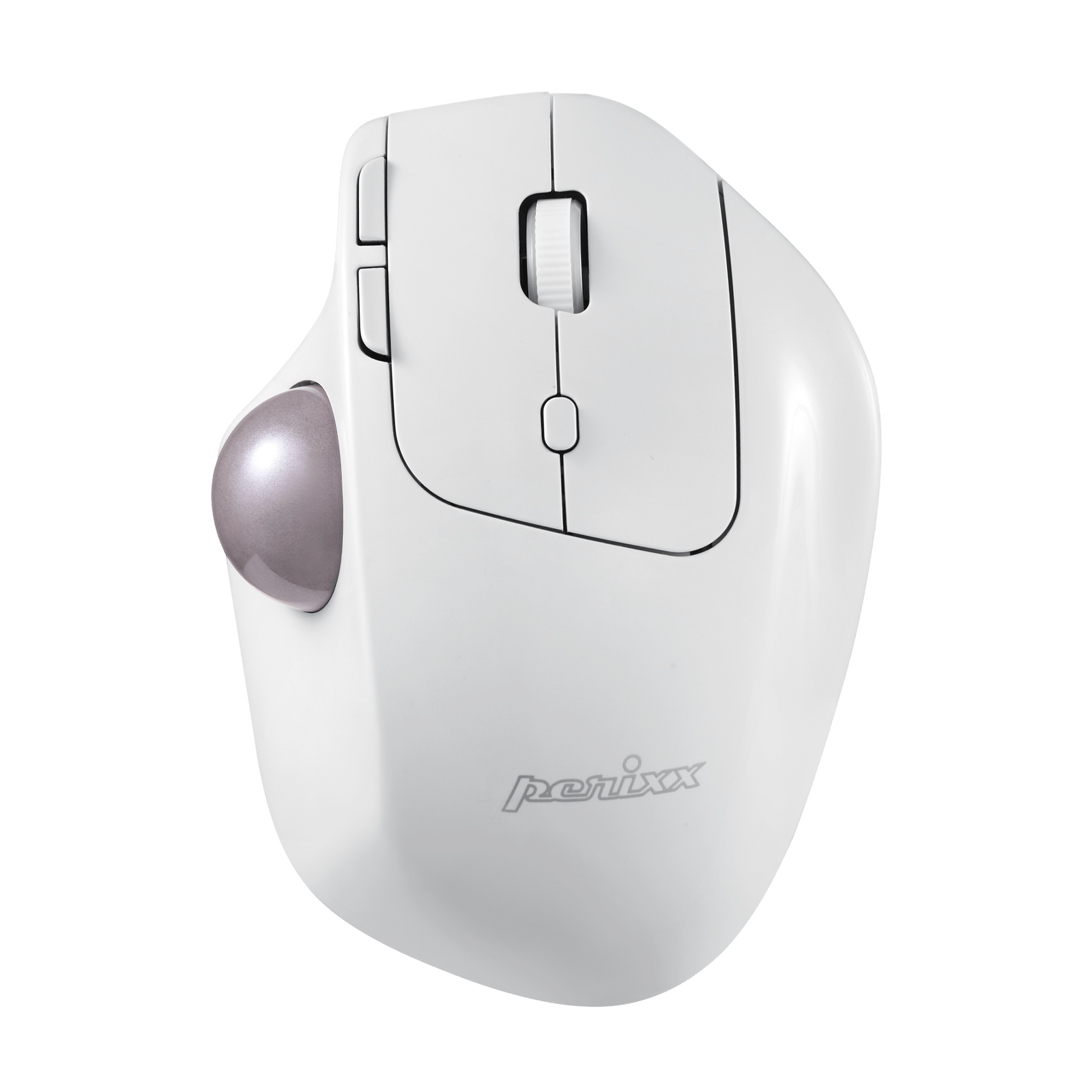 PERIMICE-720 W - Wireless Bluetooth White Ergonomic Vertical Trackball Mouse - Perixx Europe