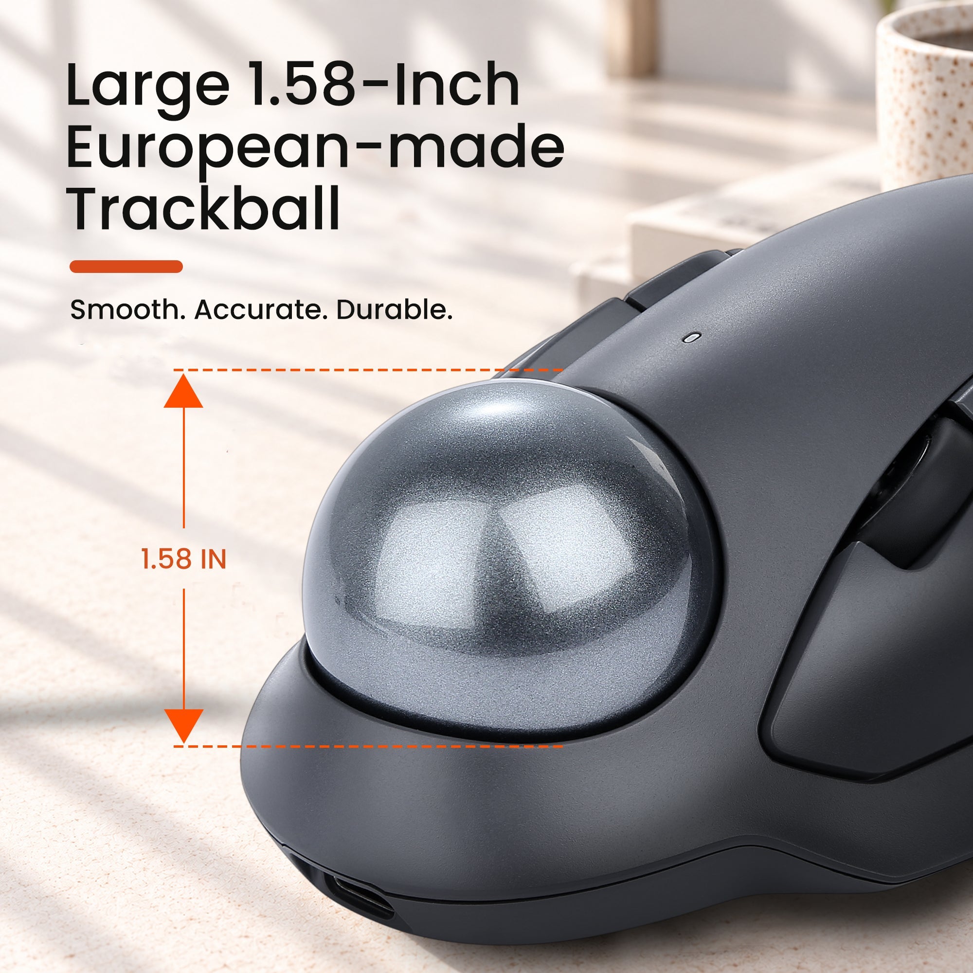 Perixx PERIMICE-822IR Wireless Trackball Mouse dengan kontrol jari telunjuk - Tampilan samping