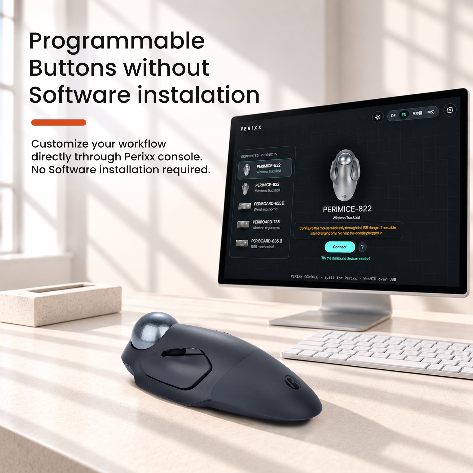 Perixx PERIMICE-822IR Wireless Trackball Mouse dengan kontrol jari telunjuk - Detail