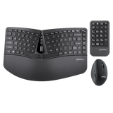 PERIDUO-606A - 3-in-1 Kabellose kompakte ergonomische Tastatur mit vertikaler Maus und numerischem Tastenfeld