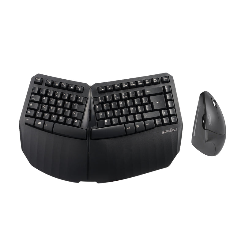 PERIDUO-813B US, Wireless Ergonomic Compact Keyboard & Vertical Mouse - Bundle with a 6-Button Ergonomic Vertical Mouse - Black