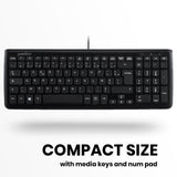 PERIBOARD-208 B - Wired Compact chiclet Keyboard with media keys and num pad.