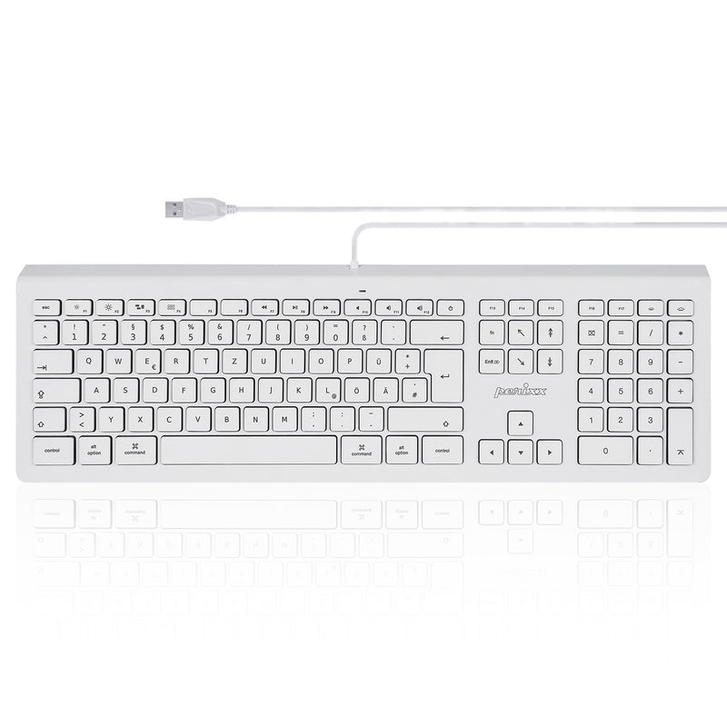 PERIBOARD-323 - Backlit Mac Keyboard Quiet keys in DE layout.
