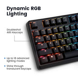 Perixx PX-5300 Wired Backlit Mechanical Gaming Keyboard 100%. Dynamic rgb lighting. Doubleshot abs keycaps. Up to 18 advanced lighting modes. Shine through translucent keycaps.