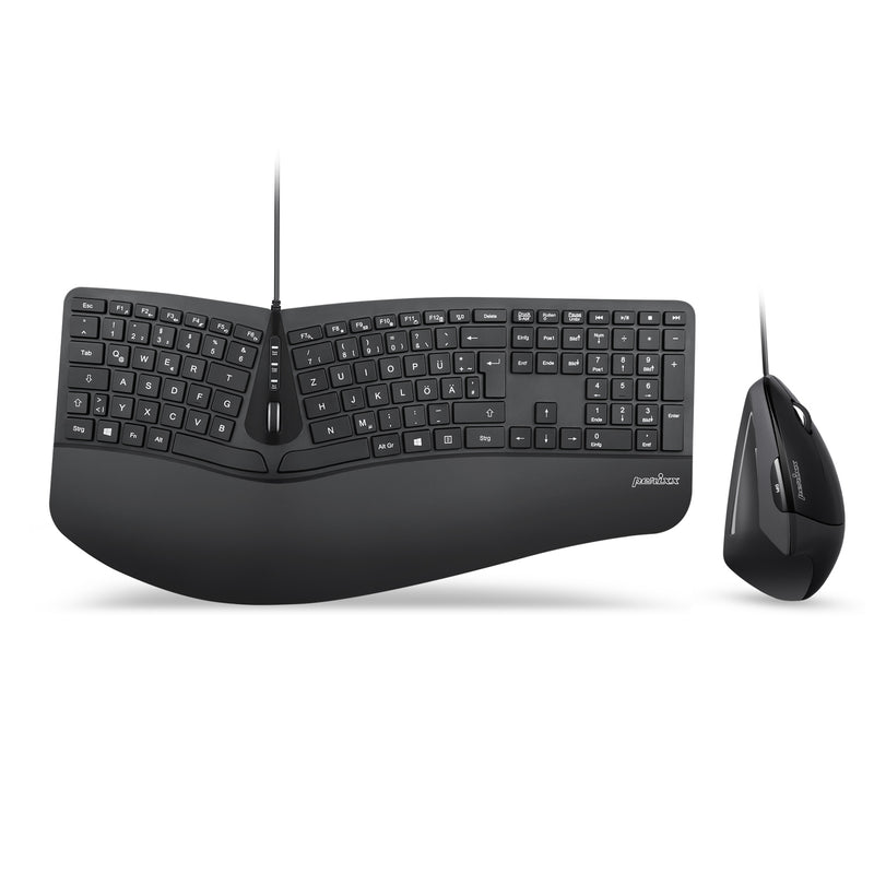 PERIDUO-505 - Wired Ergonomic Combo (100% keyboard and vertical mouse) in DE layout.