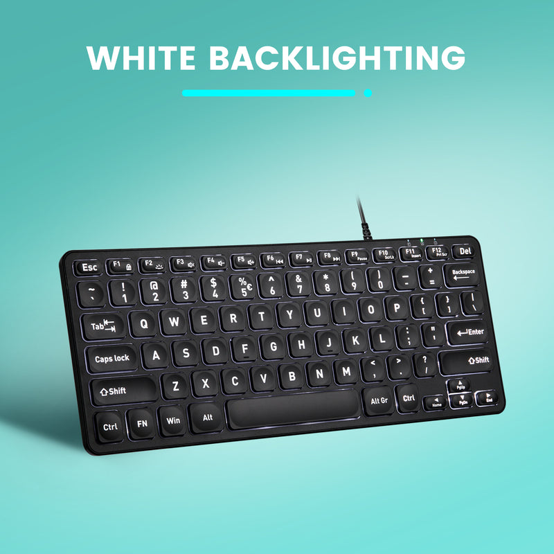PERIBOARD-332 Wired Mini Backlit Scissor Keyboard 70% in white backlighting