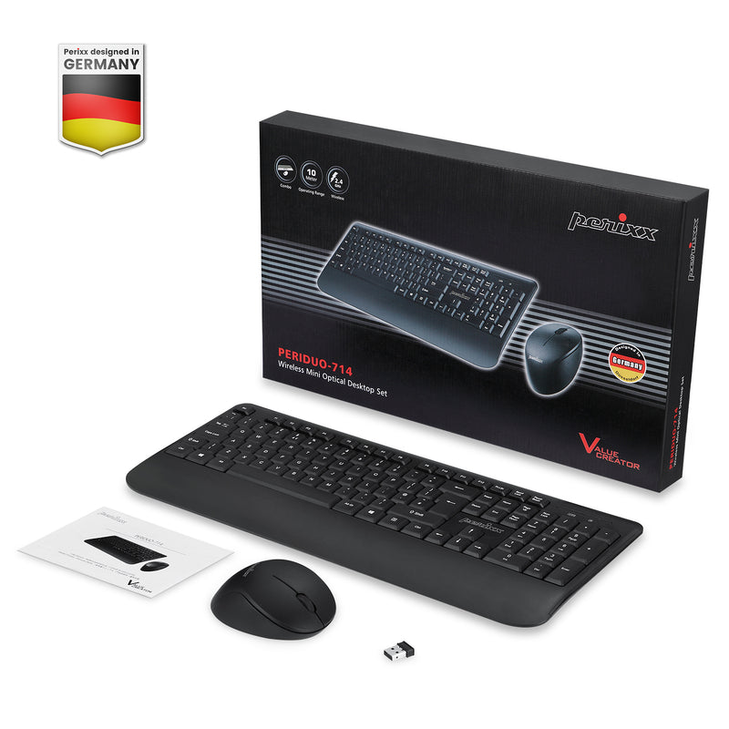 PERIDUO-714 - Wireless Standard Combo with Palm Rest and Silent Keys : Package and user manual.