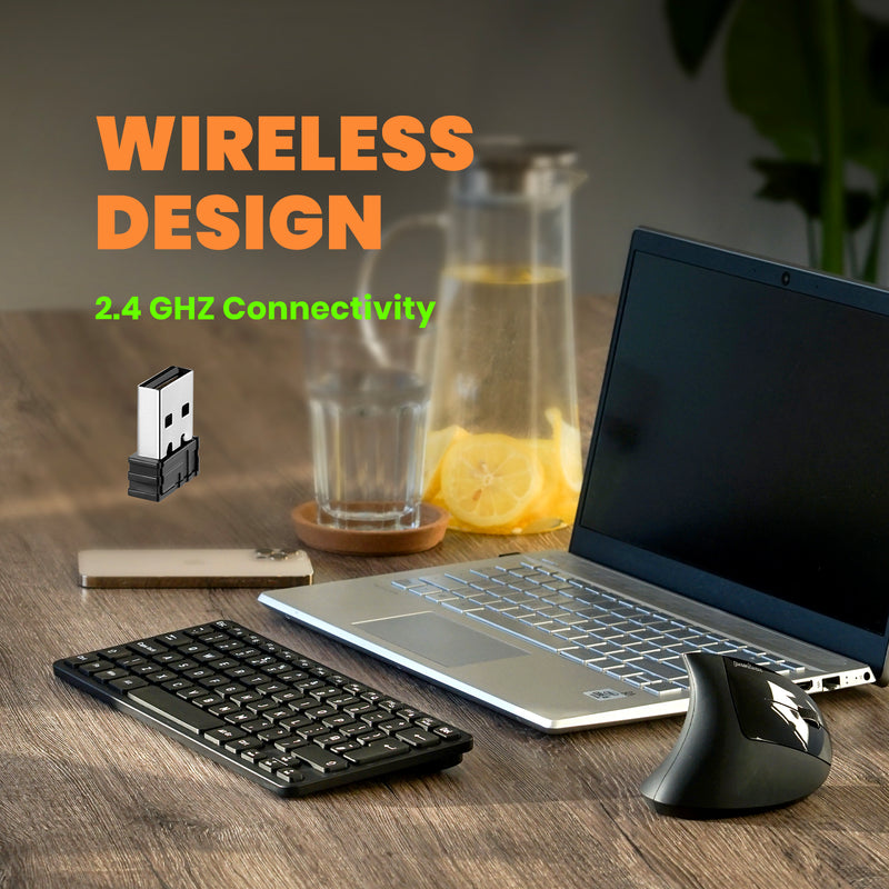PERIBOARD-732 Wireless Mini Backlit Rechargeable Scissor Keyboard 70% with Large Print Letters. Wireless design and 2.4 GHz Connectivity.