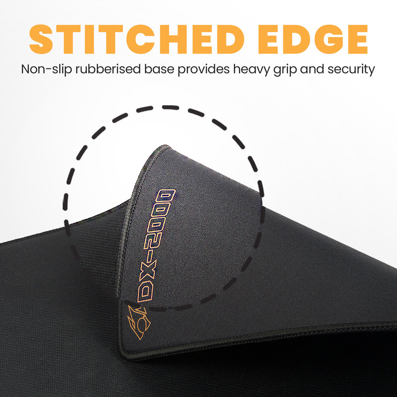 DX-2000 - Gaming Mouse Pad Stitched Edges waterproof (XXL) with non-slip rubberised base provides heavy grip and security.
