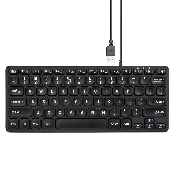 PERIBOARD-432 Wired Mini Scissor Keyboard 70% with Quiet Keys and Large Print Letters