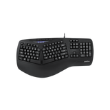 PERIBOARD-312 - Wired Backlit Ergonomic Keyboard Large Print Letters Extra USB Ports