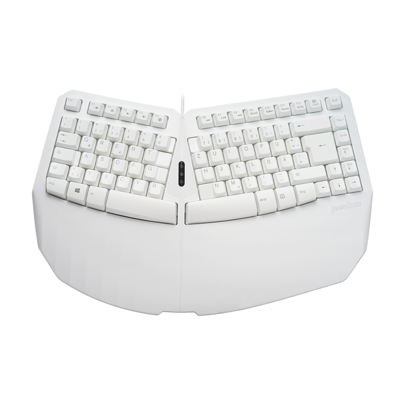 PERIBOARD-413 W - Wired Mini White Ergonomic Keyboard 75% in DE layout.