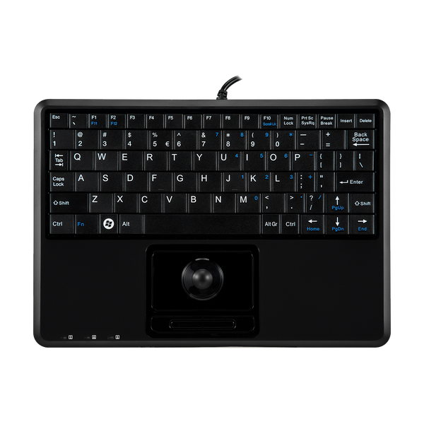 PERIBOARD-509 H PLUS - Wired Super-Mini 75% Trackball keyboard Quiet Keys extra USB Ports